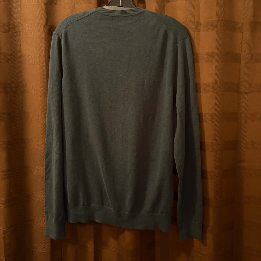 Michael Kors Black Label V-Neck 100% Cotton Pullover Sweater Medium dark green - Picture 2 of 6